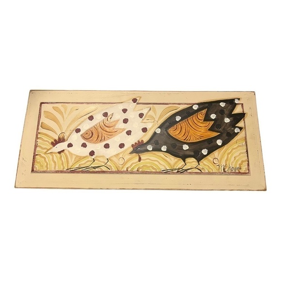 FARMHOUSE original art of chickens on cabinet panel. - Picture 1 of 8